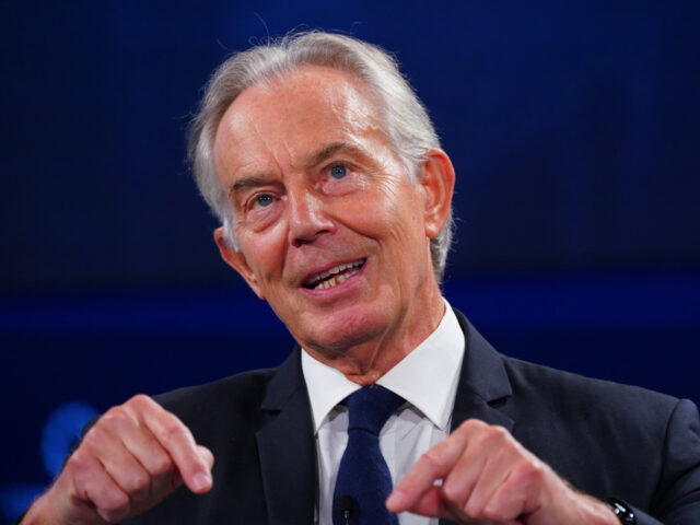 NEW YORK, NEW YORK - SEPTEMBER 21: Tony Blair, Executive Chairman of the Tony Blair Institute for Global Change, TBI & former Prime Minister, United Kingdom, speaks on stage during The UK at Conjuncture at The 2022 Concordia Annual Summit - Day 3 at Sheraton New York on September 21, …