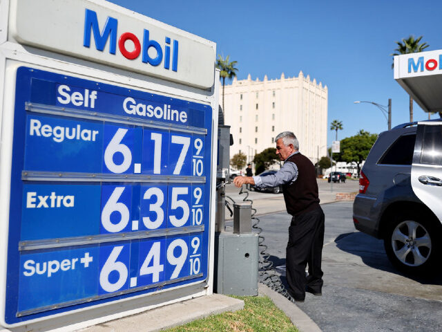LOS ANGELES, CALIFORNIA - OCTOBER 28: The Mobil logo and gas prices are displayed at a Mobil gas station on October 28, 2022 in Los Angeles, California. Exxon Mobil Corp. posted a quarterly profit of nearly $20 billion, the highest quarterly profit in company history amid a surge in oil …