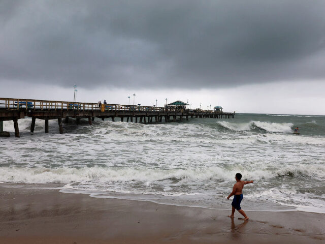LAUDERDALE-BY-THE-SEA, FLORIDA - NOVEMBER 09: The ocean is whipped up by Tropical Storm Ni