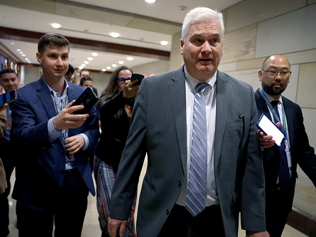 Rep. Tom Emmer (R-MN) is followed by reporters as he arrives to a House Republican Caucus
