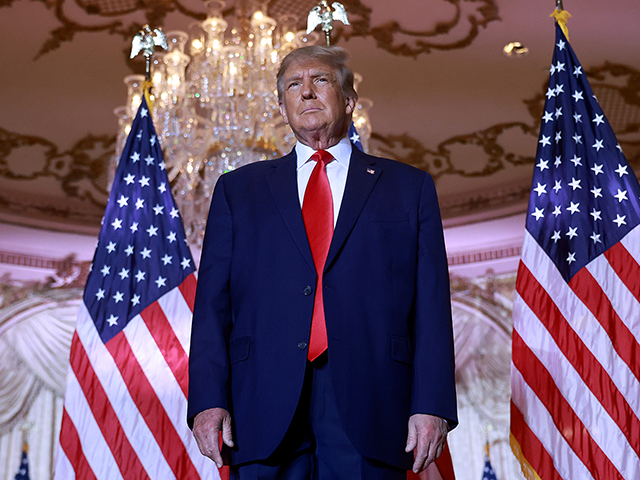 PALM BEACH, FLORIDA - NOVEMBER 15: Former U.S. President Donald Trump arrives on stage during an event at his Mar-a-Lago home on November 15, 2022 in Palm Beach, Florida. Trump announced that he was seeking another term in office and officially launched his 2024 presidential campaign. (Photo by Joe Raedle/Getty Images)
