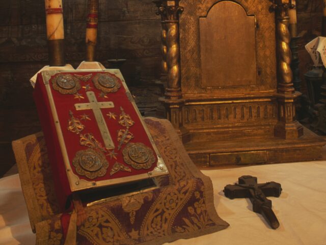 Lectern with sacred book and tabernacle, Sanok