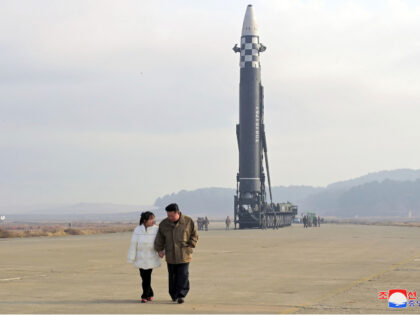 This photo provided on Nov. 19, 2022, by the North Korean government shows North Korean leader Kim Jong Un, right, and his daughter inspect the site of a missile launch at Pyongyang International Airport in Pyongyang, North Korea, Friday, Nov. 18, 2022. North Korea’s state media said its leader Kim …