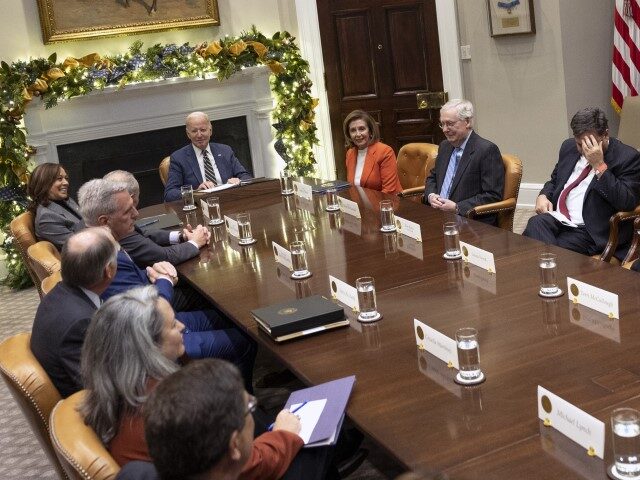 WASHINGTON, DC - NOVEMBER 29: U.S. President Joe Biden meets with congressional leaders to