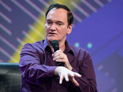 18 May 2022, Hamburg: Director Quentin Tarantino gestures during his appearance. The OMR digital festival in Hamburg focuses on a combination of trade fair, workshops and party. Photo: Jonas Walzberg/dpa (Photo by Jonas Walzberg/picture alliance via Getty Images)