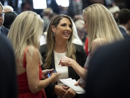 Chair of the Republican National Committee (RNC) Ronna McDaniel mingles with guests during
