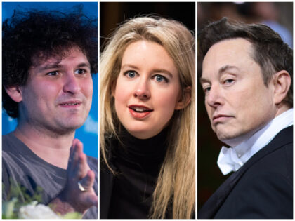 From left to right: Sam Bankman-Fried, Elizabeth Holmes, and Elon Musk. (Ting Shen, Gilbert Carrasquillo, Dimitrios Kambouris/Getty Images)