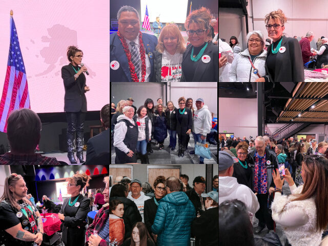 Sarah Palin attends the Get Out the Vote Rally in Anchorage, AK, on November 6, two days b