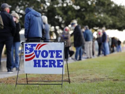 Voters wait for the polls to open on Election Day, at Sunrise Presbyterian Church Tuesday, Nov. 3, 2020, in Sullivan's Island, S.C. (Mic Smith/AP)