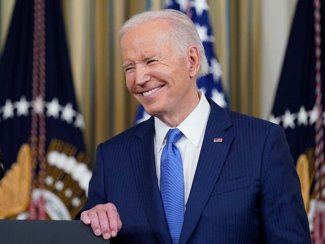 President Joe Biden speaks in the State Dining Room of the White House in Washington, Wedn