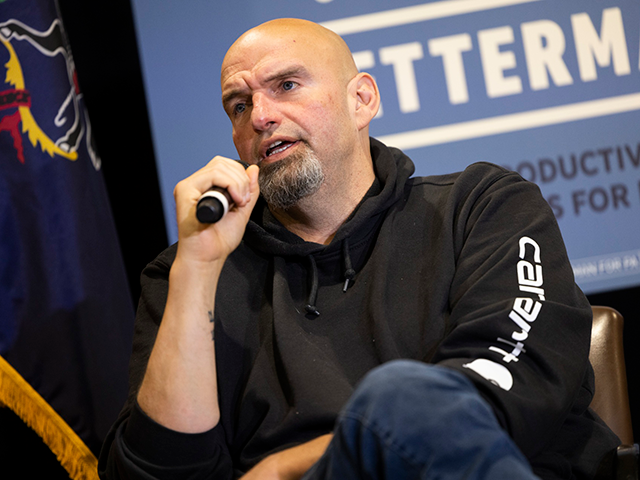 Pennsylvania Lt. Gov. John Fetterman, a Democratic candidate for U.S. Senate, and Pennsylvania Congresswoman Mary Gay Scanlon, discuss reproductive freedom and the economy in Upper Darby, Pa., Friday, Nov. 4, 2022. (AP Photo/Ryan Collerd)