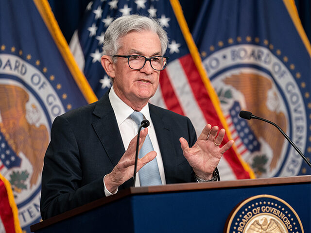 Federal Reserve Board Chairman Jerome Powell speaks at a news conference following a Feder