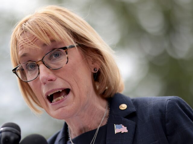 WASHINGTON, DC - SEPTEMBER 21: Sen. Maggie Hassan (D-NH) speaks at a press conference outs