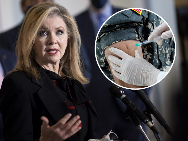 Senator Marsha Blackburn, a Republican from Tennessee, speaks during a news conference at