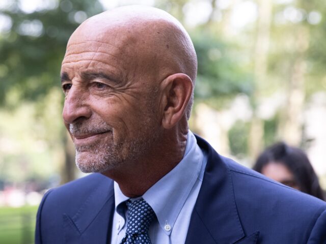 Tom Barrack Jr., founder of Colony Capital Inc., arrives at criminal court in New York, U.S., on Monday, July 26, 2021. Barrack and U.S. prosecutors have reached agreement on a bail package that will allow him to be freed ahead of a trial on charges that he illegally lobbied the …