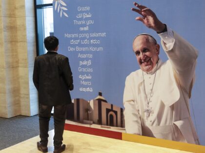 ur Lady of Arabia Cathedral in Awali, south of the Bahraini capital Manama, on November 1, 2022, ahead of the Pope's visit to the kingdome. - Pope Francis will become the first pontiff in history to visit Bahrain, in a trip that is hoped will cement ties with Islam but …