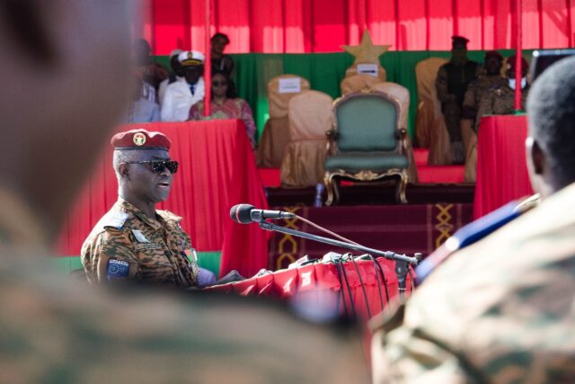 Defence Minister Colonel Kassoum Coulibaly urges civilians to join the VDP in a speech to