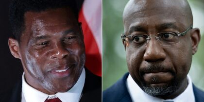 Democratic incumbent Raphael Warnock (R) and Republican challenger Herschel Walker (L) will continue their battle for the US Senate on December 6