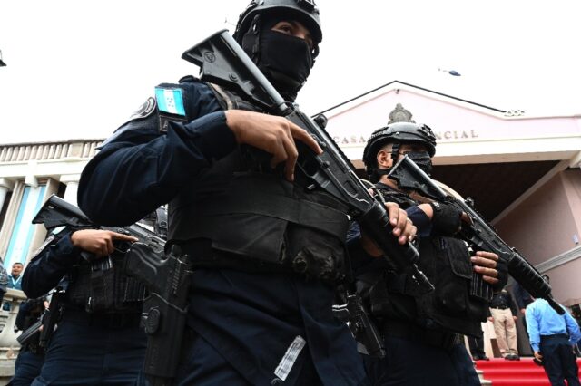 Honduran special forces at the launch of a plan to battle extortion and organized crime in