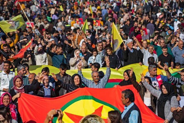 Syrian Kurds protest against Turkey and in solidarity with the Kurdistan Workers' Party (P