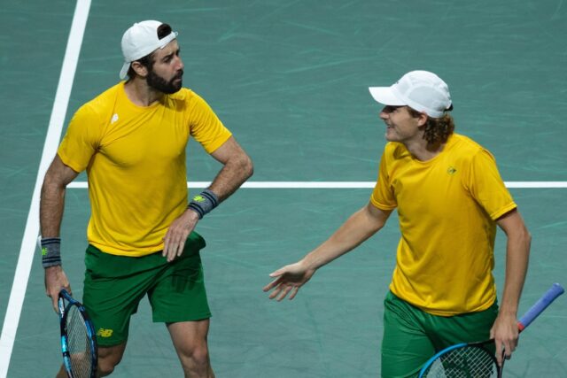 Winning combination: Australia's Jordan Thompson (left) and Max Purcell