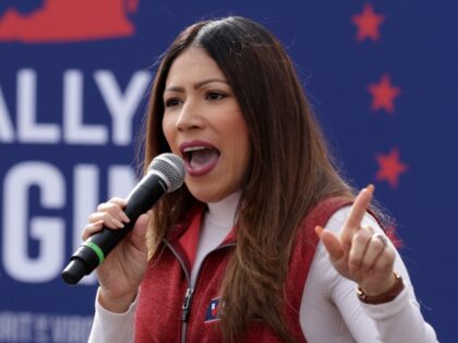 STAFFORD, VIRGINIA - OCTOBER 28: Republican U.S. House nominee Yesli Vega speaks during a campaign rally attended by Virginia Gov. Glenn Youngkin on October 28, 2022 in Stafford, Virginia. Vega continued to campaign for the upcoming midterm election against incumbent U.S. Rep. Abigail Spanberger (D-VA) in Virginia’s 7th Congressional District. …