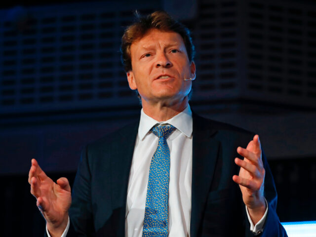 Brexit Party chairman and eastern MEP Richard Tice delivers a speech to supporters in Westminster, central London on October 18, 2019, on The Brexit Partys case for a Clean-Break Brexit as the only solution. (Photo by Tolga AKMEN / AFP) (Photo by TOLGA AKMEN/AFP via Getty Images)