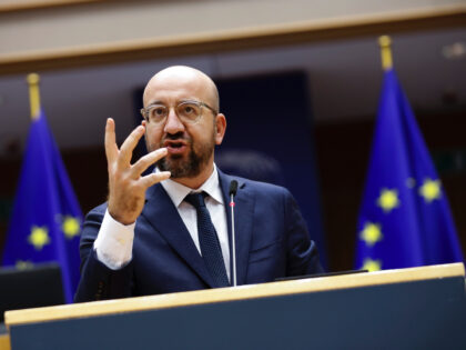 European Council President Charles Michel addresses European lawmakers during a plenary session on the inauguration of the new President of the United States and the current political situation at the European Parliament in Brussels on January 20, 2021. (Photo by Francisco Seco / POOL / AFP) (Photo by FRANCISCO SECO/POOL/AFP …