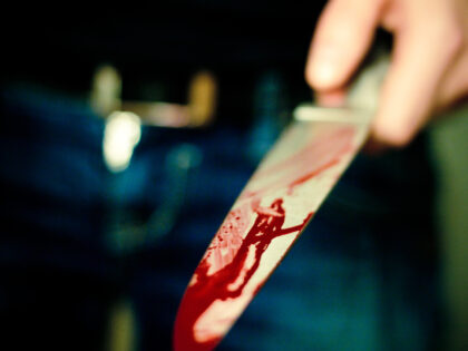 Knife with blood.