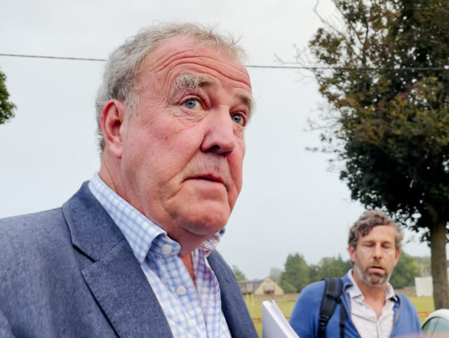 Jeremy Clarkson at the Memorial Hall in Chadlington, where he held a showdown meeting with