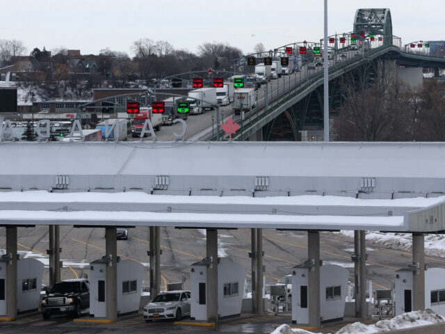 FORT ERIE, ON- FEBRUARY 11 - The Peace Bridge crosses the Niagara River between Fort Eri