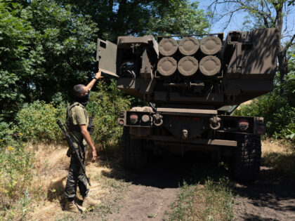 EASTERN UKRAINE , UKRAINE - JULY 1: Kuzia, the commander of the unit, shows the rockets on HIMARS vehicle in Eastern Ukraine on July 1, 2022. (Photo by Anastasia Vlasova for The Washington Post via Getty Images)