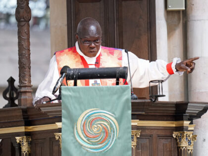 Lord John Sentamu speaks at a service of thanksgiving for BBC presenter Harry Gration at Y