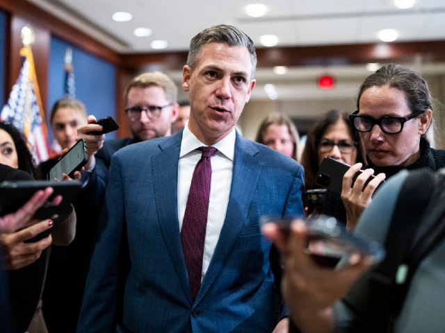 UNITED STATES - NOVEMBER 15: Rep. Jim Banks, R-Ind., arrives for the House Republicans leadership elections in the Capitol Visitor Center on Tuesday, November 15, 2022. (Tom Williams/CQ-Roll Call, Inc via Getty Images)