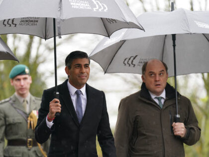 Prime Minister Rishi Sunak at the National Memorial Arboretum in Alrewas, Staffordshire, ahead of a commemoration for veterans of the UK's nuclear test programme, whose "invaluable contribution" to the country is set to be marked. Picture date: Monday November 21, 2022. (Photo by Joe Giddens/PA Images via Getty Images)