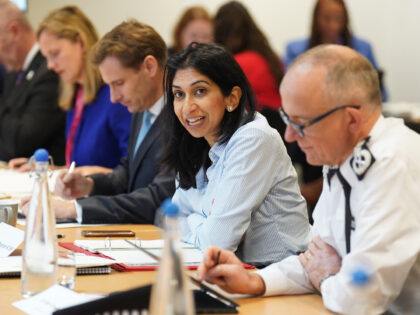 Home Secretary Suella Braverman chairs a meeting of the National Policing Board at the Home Office in London. The Board, made up of law enforcement partners including the National Police Chiefs' Council, the National Crime Agency and the Met Police Commissioner. Picture date: Wednesday November 30, 2022. (Photo by James …