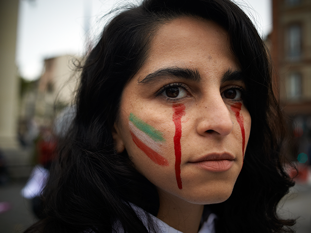 Portrait of an Iranian refugee. Iranians of Toulouse organized a protest in Toulouse in so