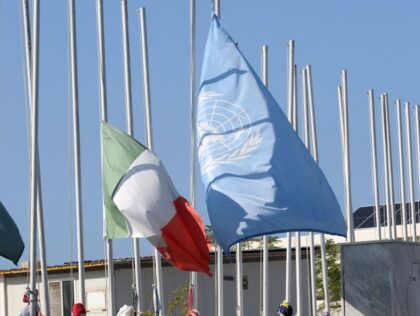 The Irish and UN flags are flown half-mast at the headquarters of the United Nations Interim Force in Lebanon (UNIFIL), in the southern Lebanese town of Naqoura on December 16 2022, two days after an Irish UNIFIL soldier was killed in the region. - UNIFIL today urged Beirut to ensure …