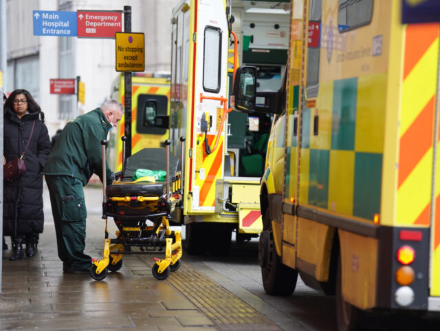 Ambulances outside the Royal London Hospital in east London. Ambulance staff in England an