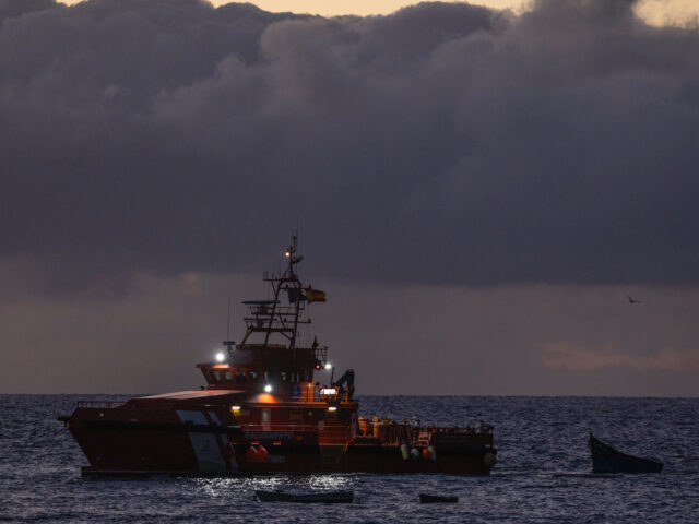 GRAN CANARIA, SPAIN - DECEMBER 06: A search and rescue vessel carrying migrants found at s