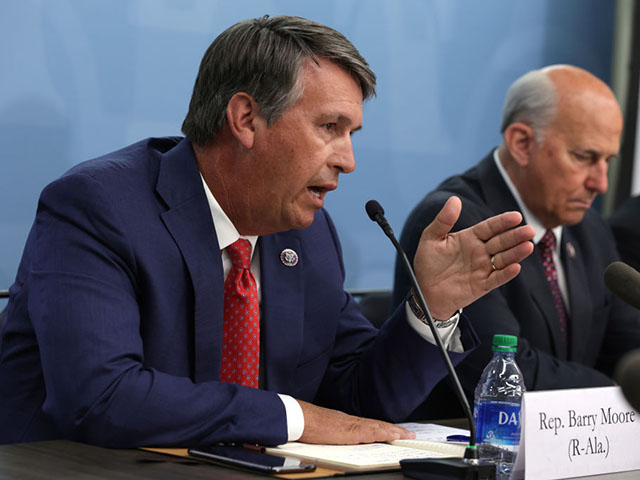 WASHINGTON, DC - JUNE 21: U.S. Rep. Barry Moore (R-AL) speaks during a hearing at the Heritage Foundation June 21, 2022 in Washington, DC. House Republicans held a hearing to discuss what they are calling “Bidenflation” and “President Joe Biden's energy crisis.” (Photo by Alex Wong/Getty Images)