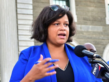 Long Island, N.Y.: New York State Assemblywoman Michaelle Solages, speaks during a vigil remembering the victims of the magnitude 7.2 earthquake that recently struck Haiti Aug. 23, 2021. (Photo by Thomas A. Ferrara/Newsday RM via Getty Images)