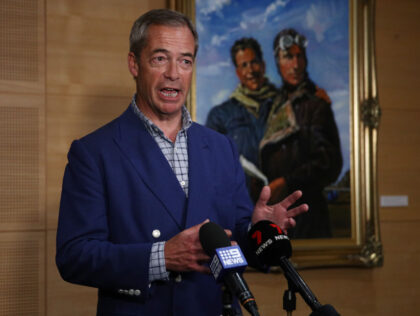 SYDNEY, AUSTRALIA - SEPTEMBER 26: Nigel Farage addresses media inside the media centre at