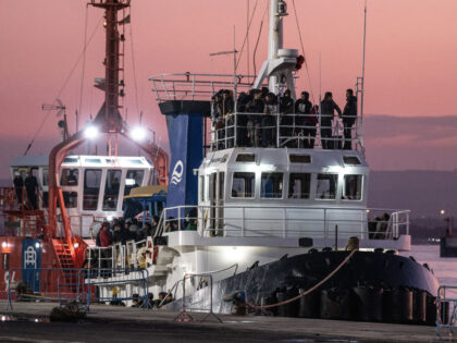CATANIA, ITALY - NOVEMBER 14: The migrants on the Italian-flagged tugboat 'Macistonè