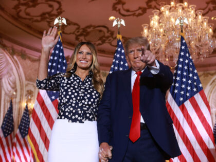 PALM BEACH, FLORIDA - NOVEMBER 15: Former U.S. President Donald Trump and former first lady Melania Trump stand together during an event at his Mar-a-Lago home on November 15, 2022 in Palm Beach, Florida. Trump announced that he was seeking another term in office and officially launched his 2024 presidential …
