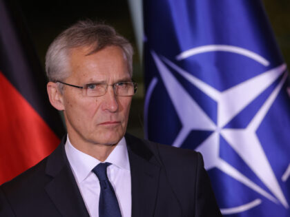 BERLIN, GERMANY - DECEMBER 01: NATO Secretary General Jens Stoltenberg and German Chancellor Olaf Scholz (not pictured) speak to the media during talks at the Chancellery on December 01, 2022 in Berlin, Germany. Issues the two leaders discussed include the ongoing Russian war in Ukraine and the protection of underwater …