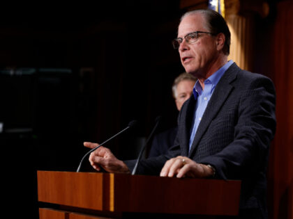 WASHINGTON, DC - DECEMBER 07: Sen. Mike Braun (R-IN) speaks at a news conference on government spending at the U.S. Capitol Building on December 07, 2022 in Washington, DC. GOP Senators held the news conference to discuss the National Defense Authorization Act (NDAA), and to call on the Senate to …