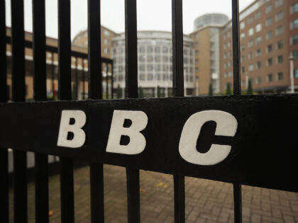 LONDON, ENGLAND - OCTOBER 22: BBC is displayed on the gates to BBC Television Centre on O