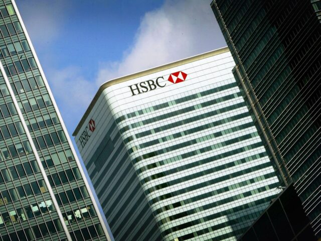 LONDON - MARCH 1: The HSBC building is seen at Canary Wharf March 1, 2004 in London, Engla
