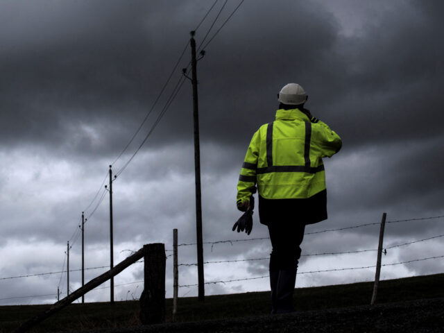 Employees of French national electricity grid company Enedis work to repair high voltage lines on March 7, 2017, near Amplepuis, central France, after the storm Zeus hit the Atlantic coast and swept across the centre and southeast of the country. - Winds gusting up to hurricane force battered west and …